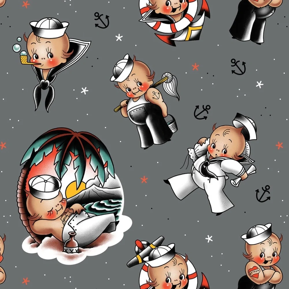 Kewpie Sailor Shower Curtain & Hooks New